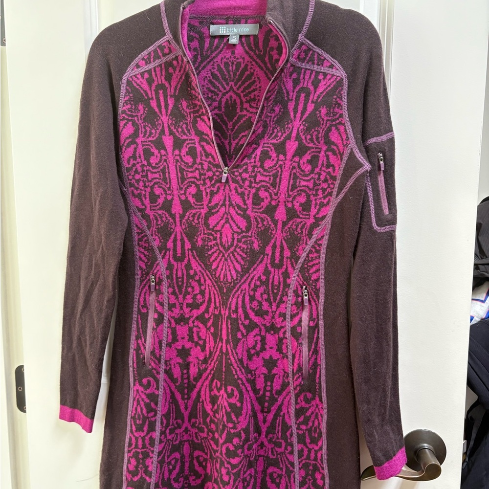Title Nine Long Sleeve Dress in Pink and Brown